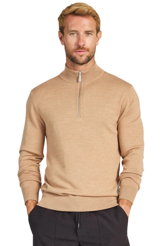Academy Merino 1/4 Zip - Jersey Caramel