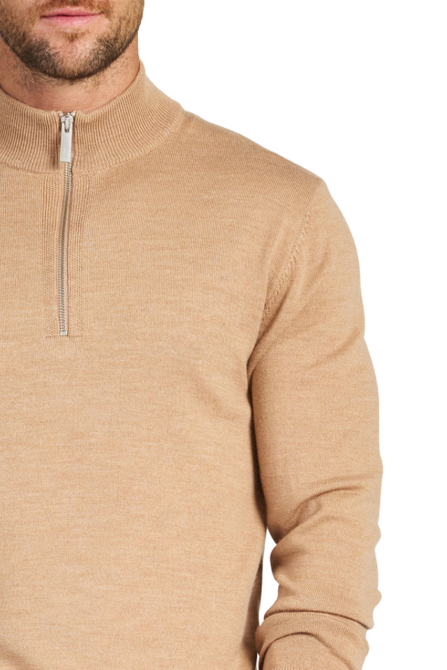 Academy Merino 1/4 Zip - Jersey Caramel