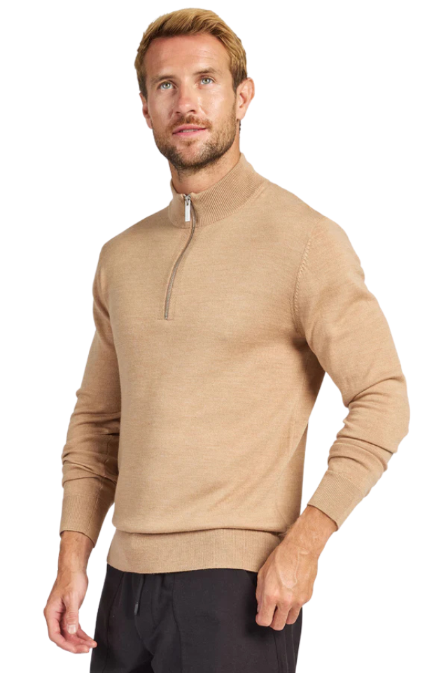 Academy Merino 1/4 Zip - Jersey Caramel