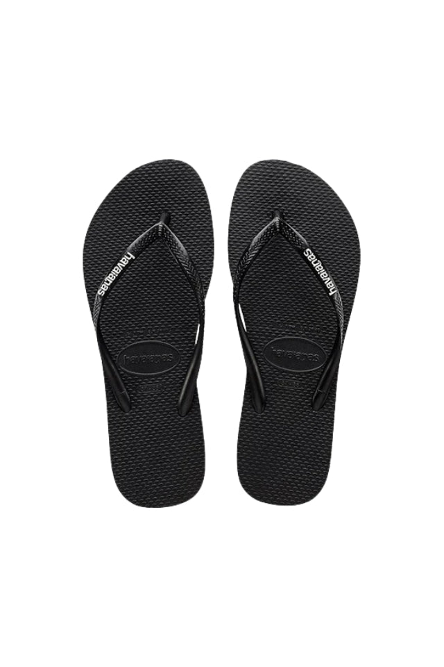 Slim Logo Pop-up Jandals - Black/White