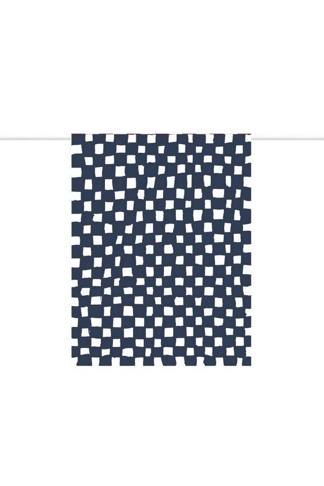 Hand-drawn Checkers Tea Towel