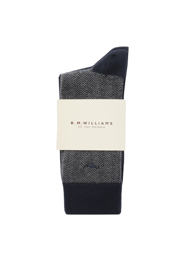 Nelson Herringbone Sock - 2 Pack | Navy/Grey