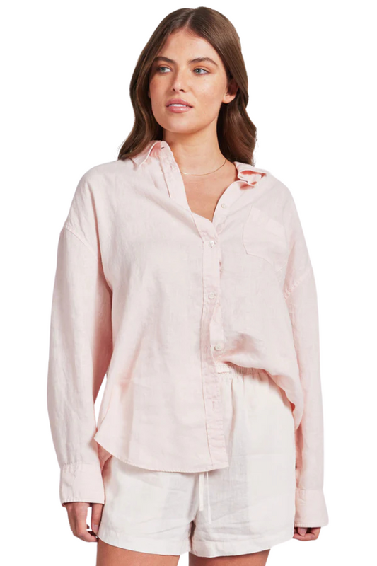 Hampton Linen Shirt - Dawn Pink