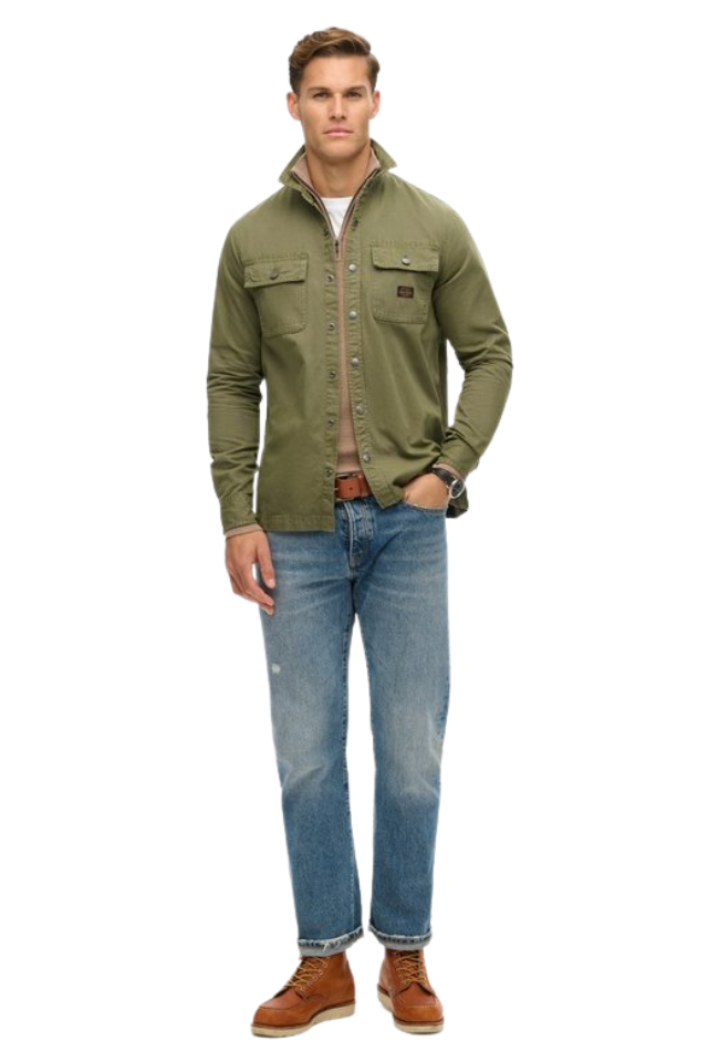 Canvas Workwear Overshirt - Chive Green