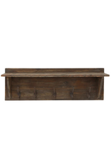 Wooden Wall Shelf with Hooks