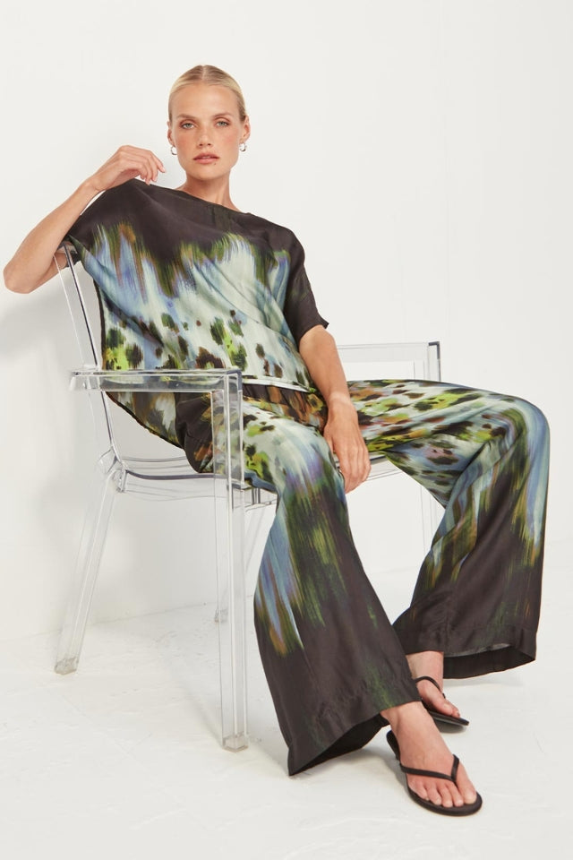 Atlanta Print Top - Mint/Hazy Blue
