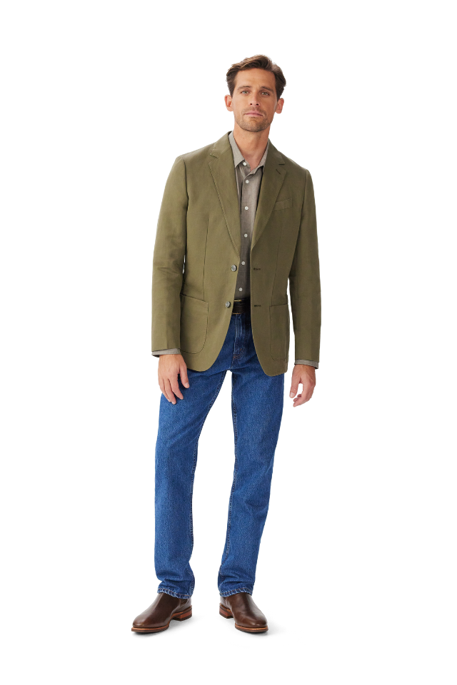 Society Cotton Linen Blazer - Olive