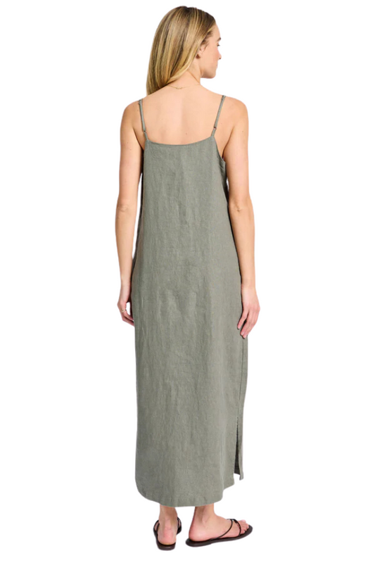 Essential Linen Slip Dress - Smoke Pine