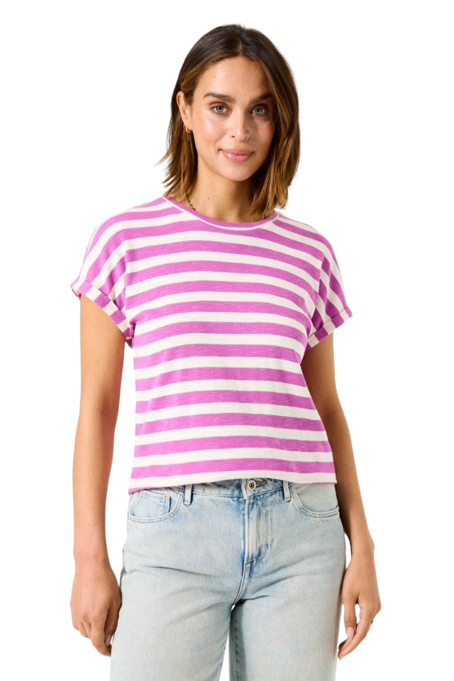 Wide Striped Tee - Meadow Mauve