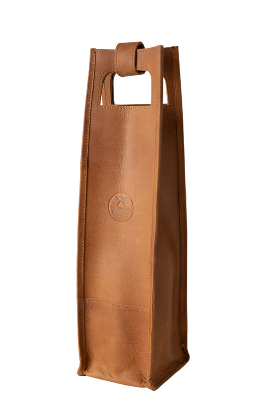 Leather Wine Bag - Tan