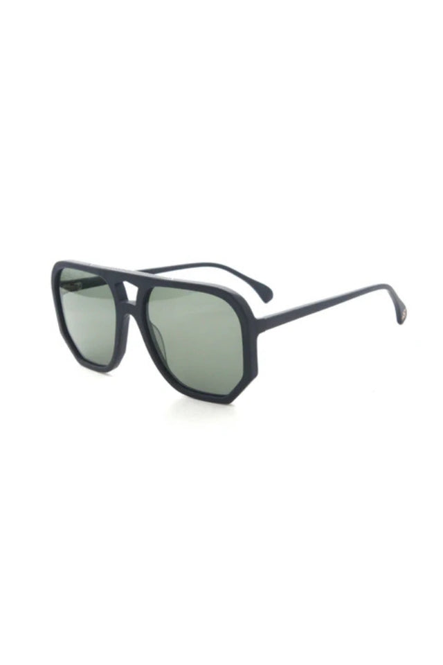 Wager Sunglasses - Black Matt with Green Mono