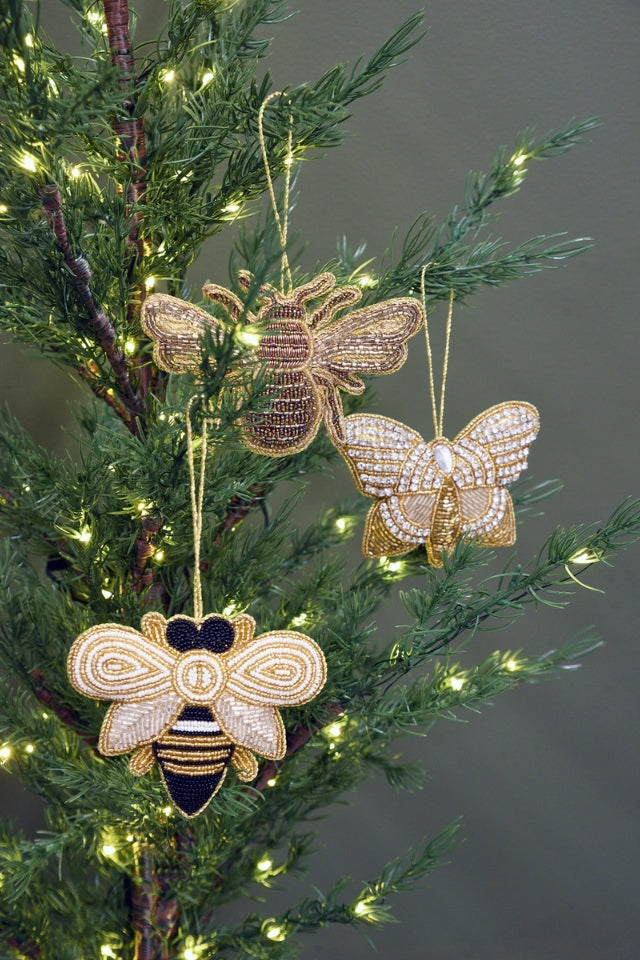 Beaded Hanging Queen Bee - Golds