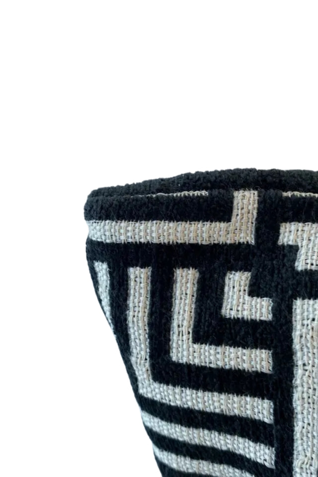 Feather Filled Accent Cushion - Black Linear