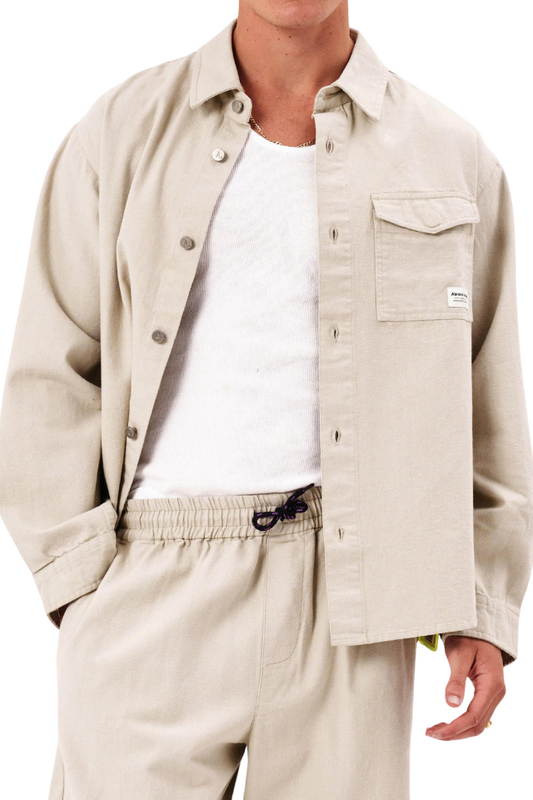 A5 Toretto Canvas Shacket - Flat White