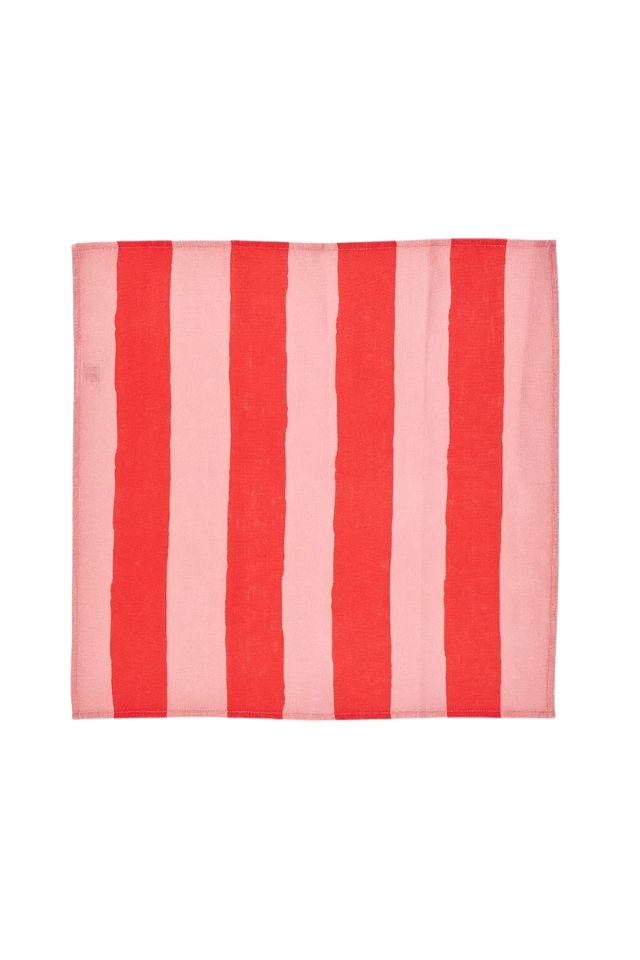 Linen Napkins 4 Set - Red Stripe