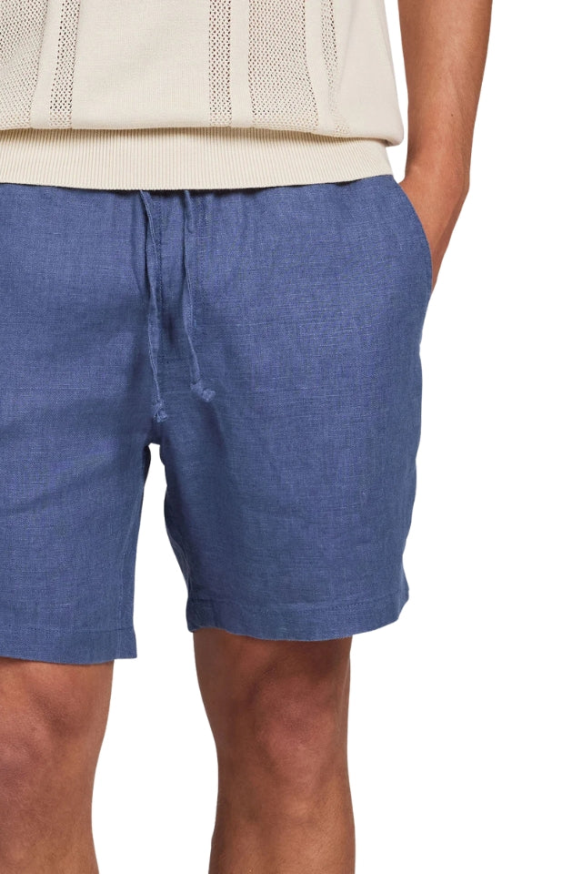 Riviera Linen Short - Petrol Blue Blue 30