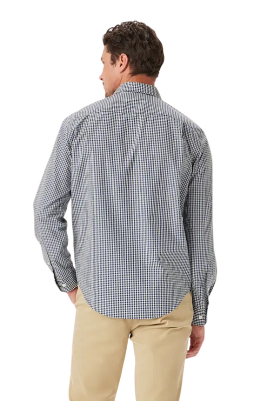 Classic Poplin Check Shirt - Navy Charcoal