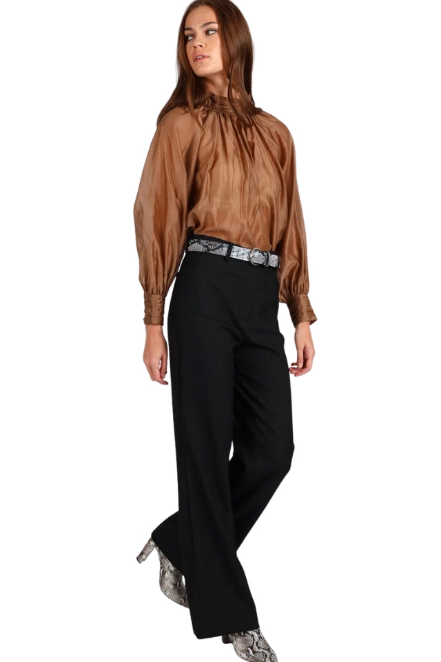 High Neck Detail Top - Cinnamon