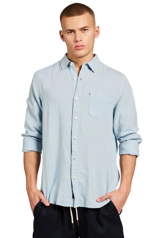 Hampton Linen Shirt - Crystal Blue