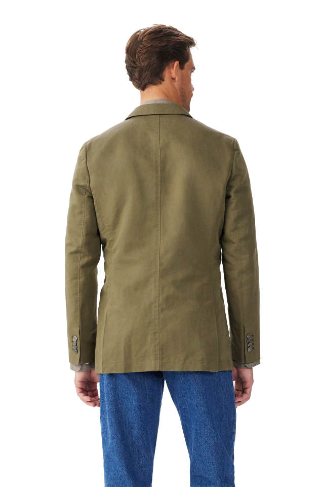 Society Cotton Linen Blazer - Olive