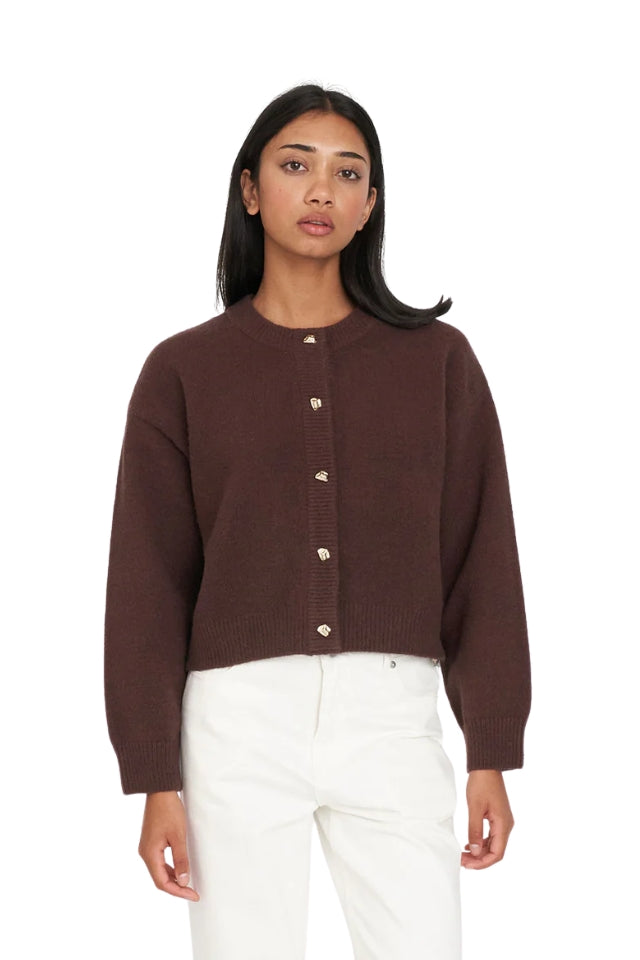 Elle Crop Cardigan - Chestnut