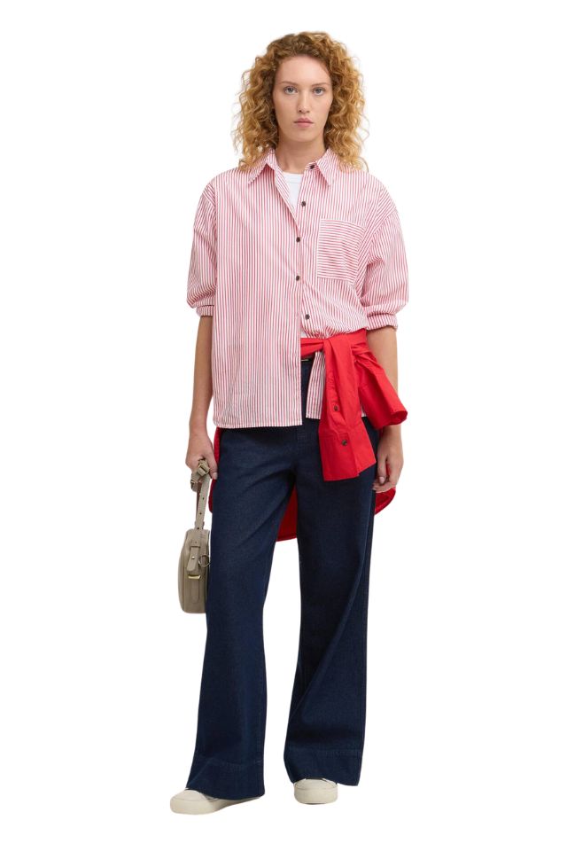 Polly Striped Shirt - Poppy Red Stripe