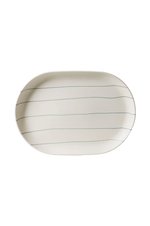 Oval Tray - Coastal Junction Cream W/Green Stripe