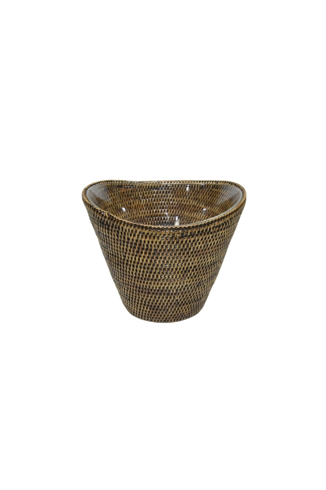 Rattan Double Drinks Holder - Brown