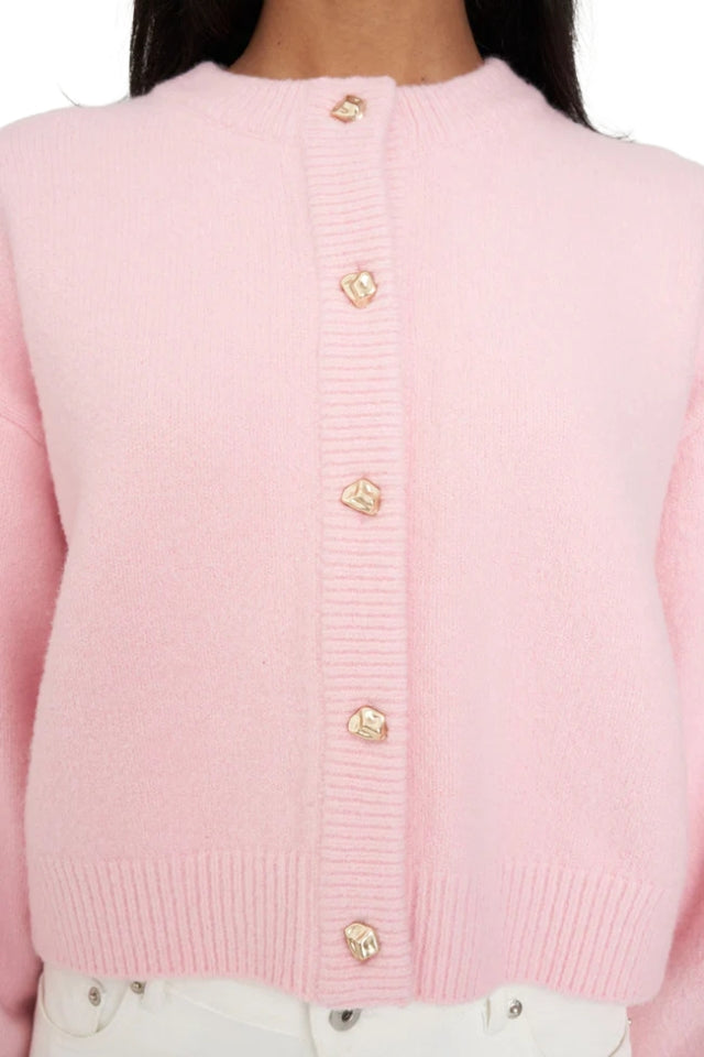 Elle Crop Cardigan - Pale Rose