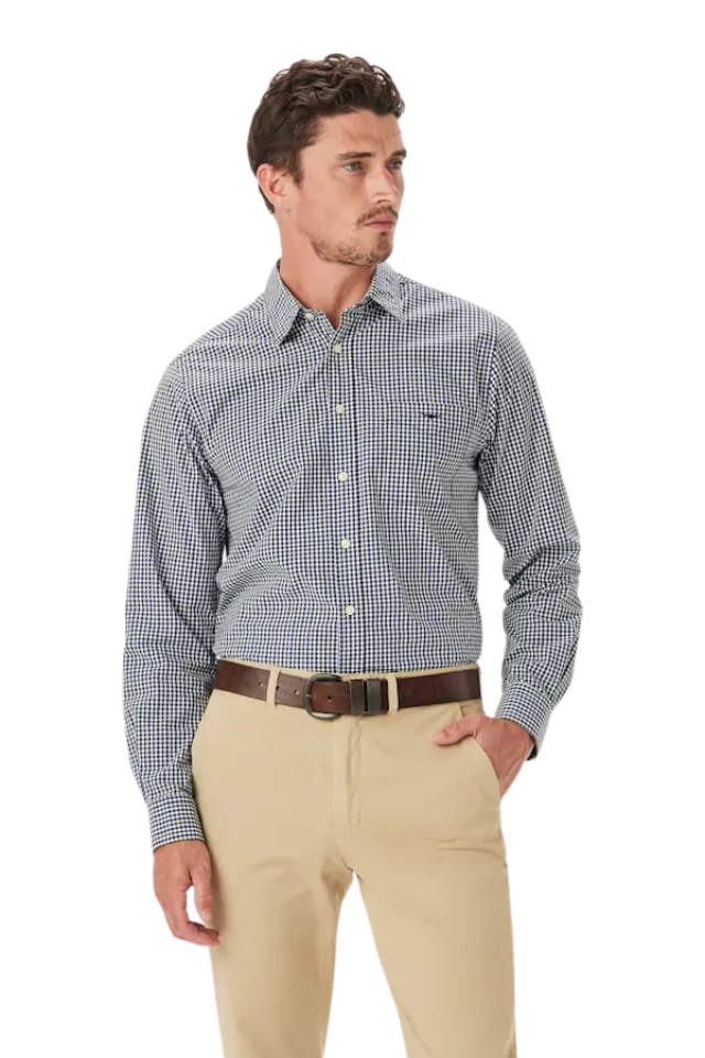 Classic Poplin Check Shirt - Navy Charcoal