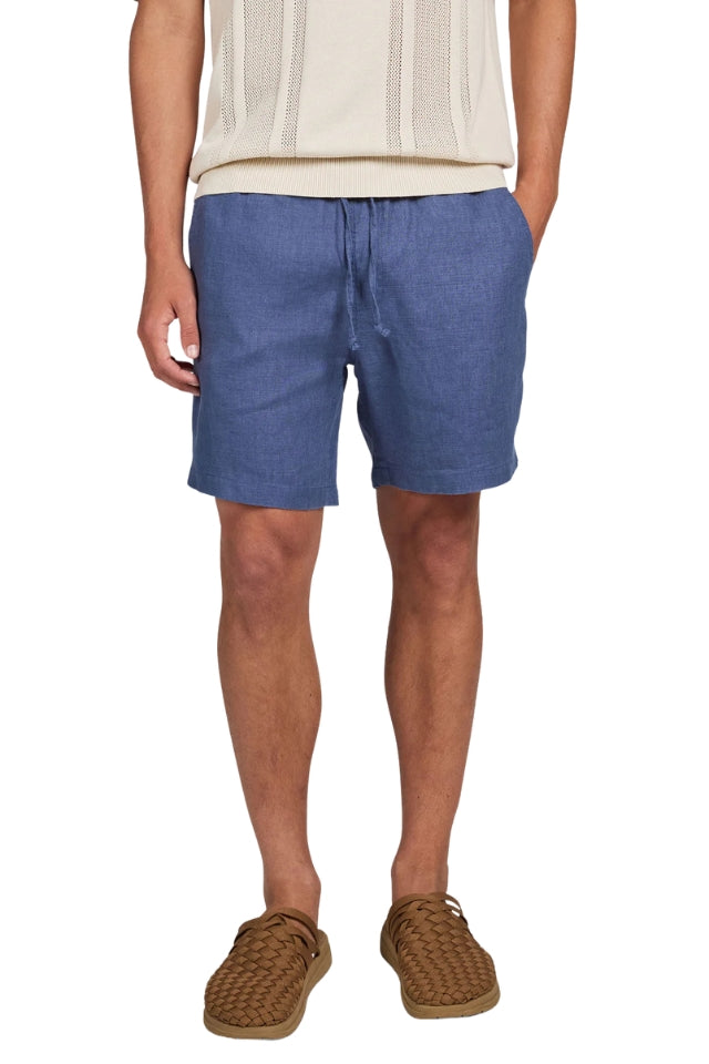 Riviera Linen Short - Petrol Blue Blue 30