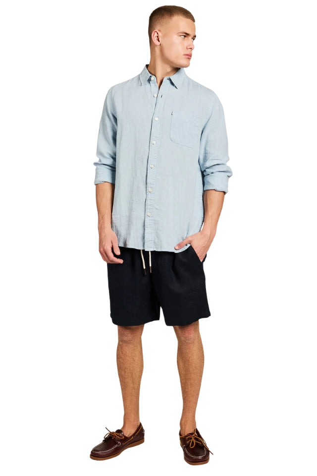 Hampton Linen Shirt - Crystal Blue