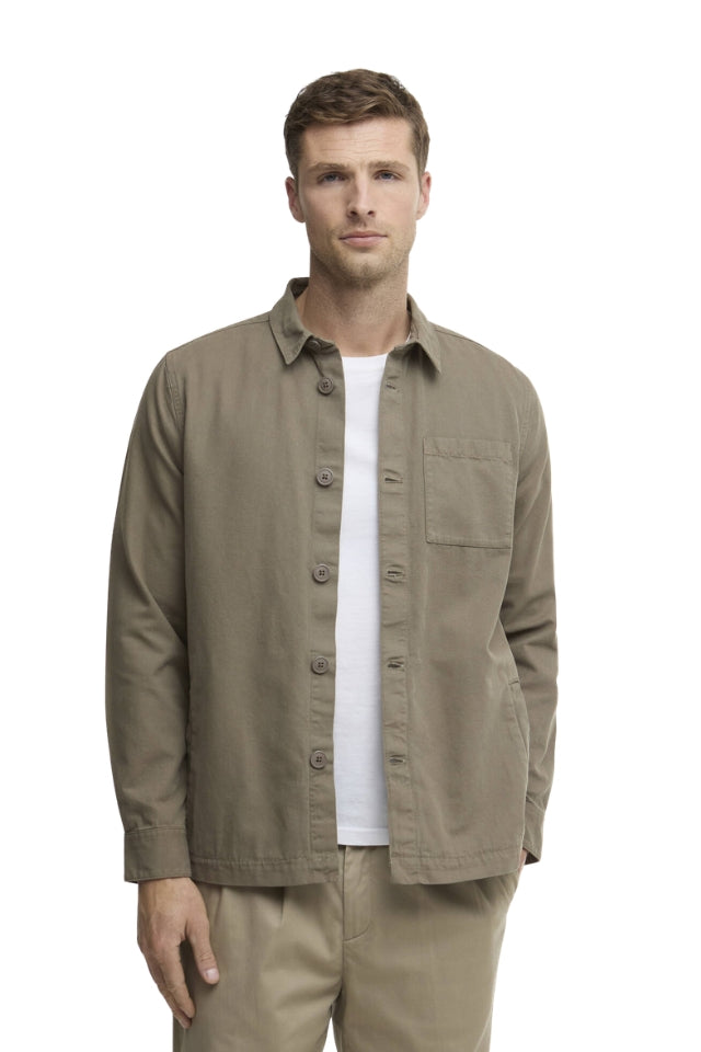 Regular Washed Overshirt - Smokey Olive
