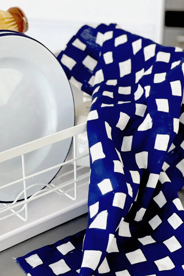 Hand-drawn Checkers Tea Towel