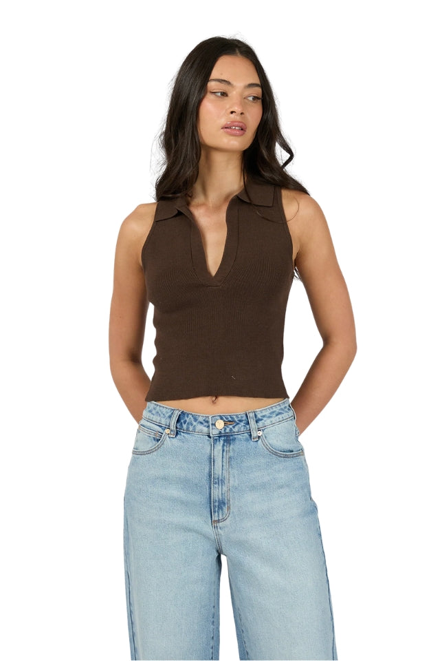 Carrie Knit Top - Brown