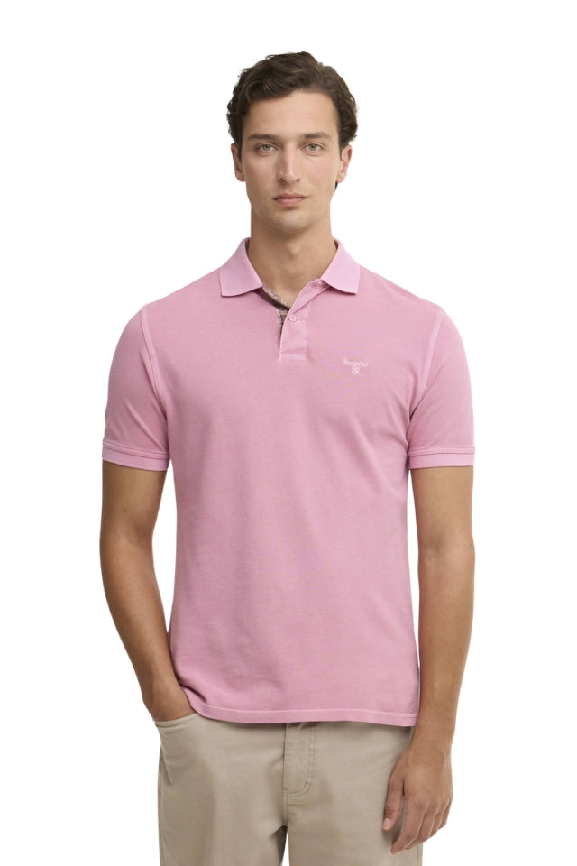 Washed Tartan Tailored Fit Pique Polo - Washed Pink