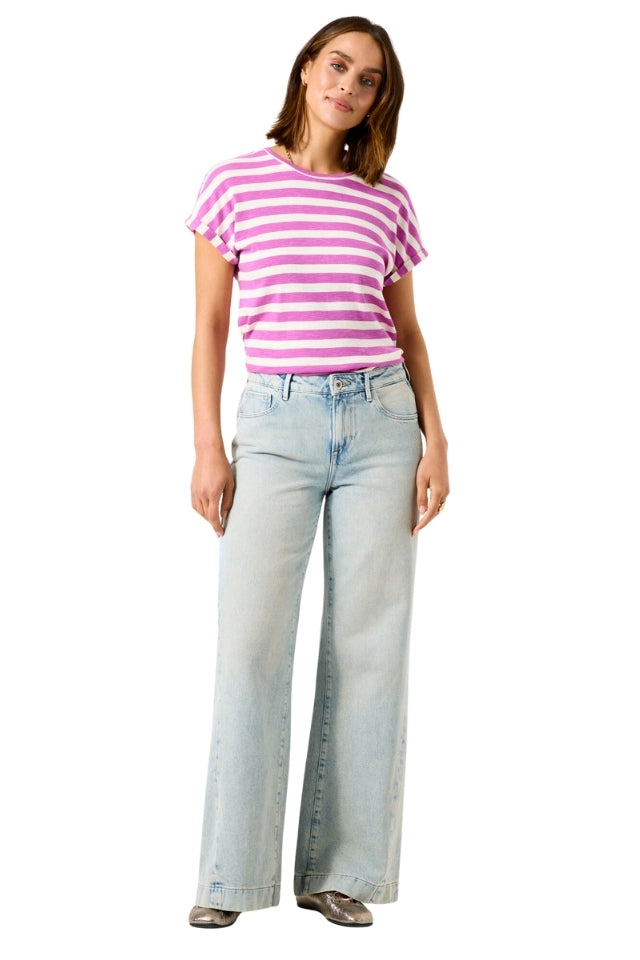 Wide Striped Tee - Meadow Mauve
