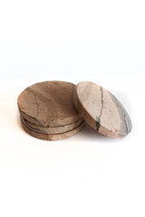 Round Pink Taupe Marble Coasters Set/4