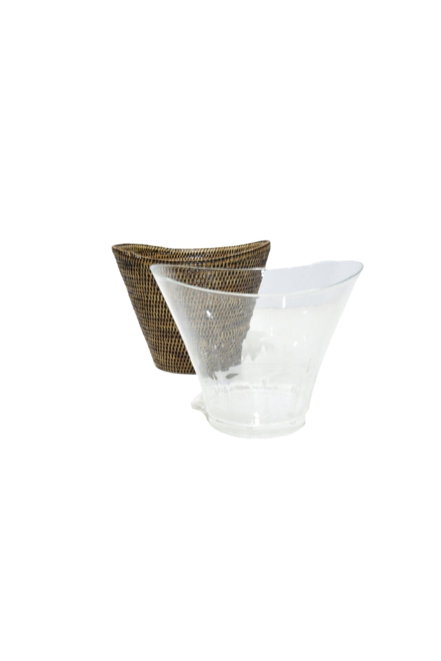 Rattan Double Drinks Holder - Brown