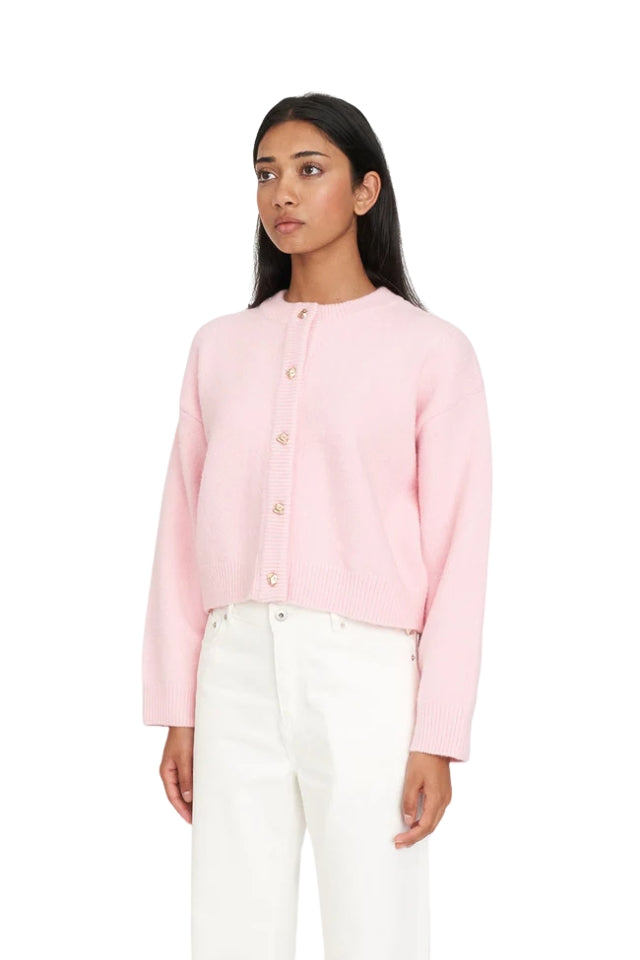 Elle Crop Cardigan - Pale Rose