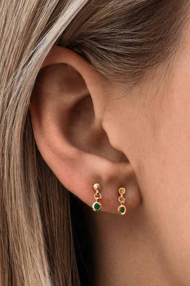 Ceres Drop Studs - Green Onyx