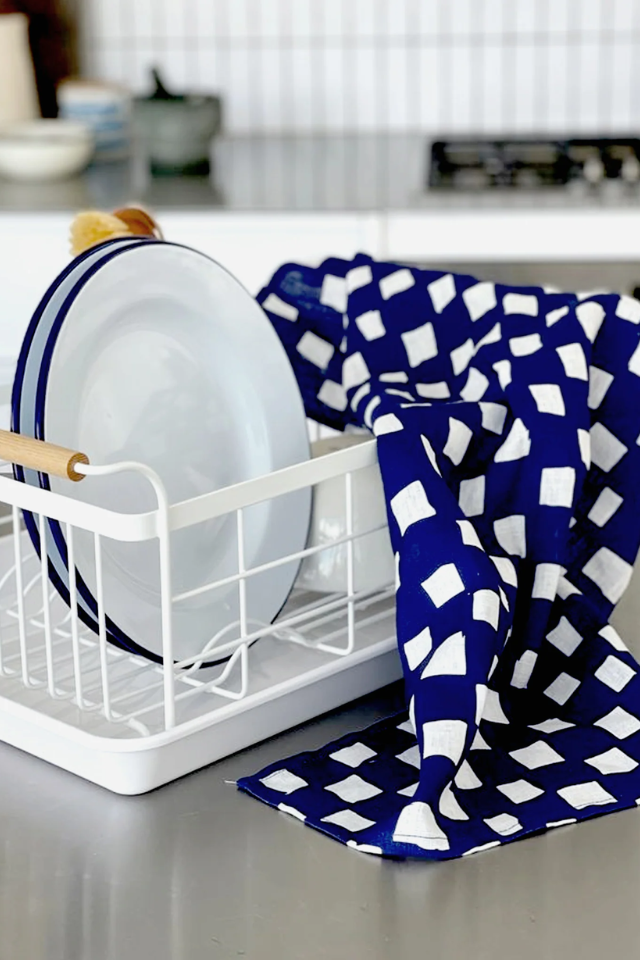 Hand-drawn Checkers Tea Towel