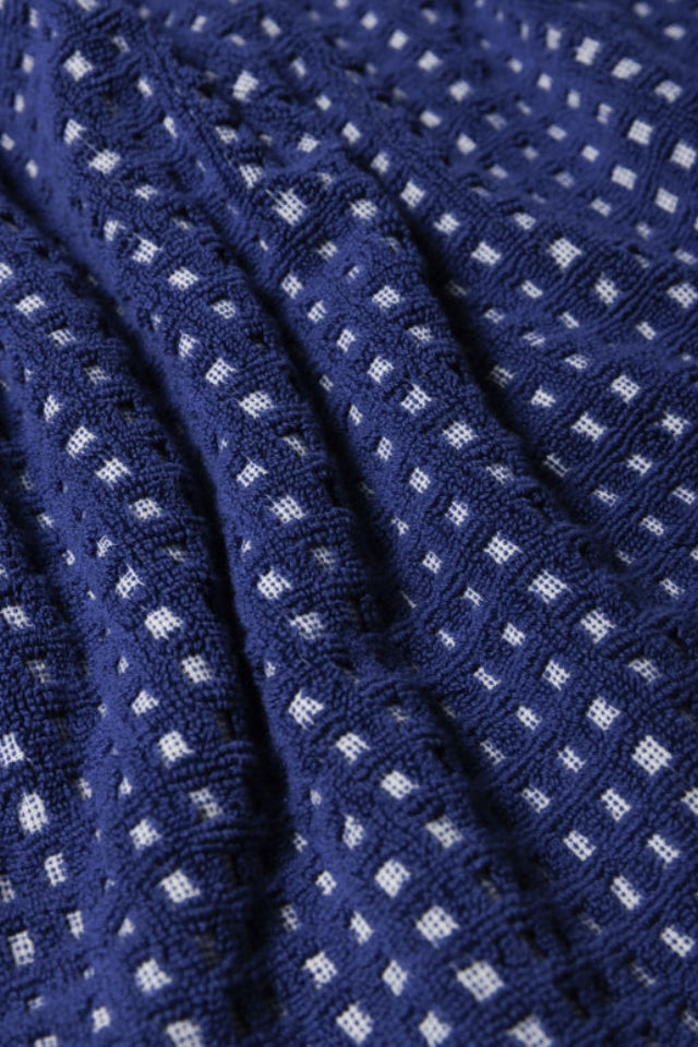 Nero Cotton Bath Mat - Cobalt/Cream