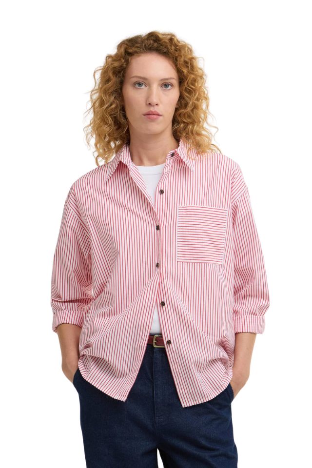 Polly Striped Shirt - Poppy Red Stripe