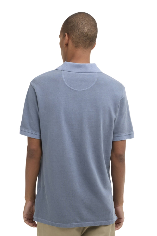 Washed Tartan Tailored Fit Pique Polo - Washed Sky