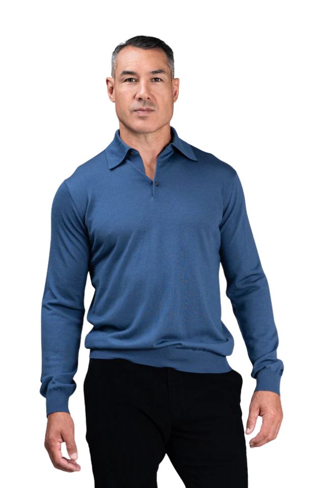 Haast Vintage Blue Merino Polo