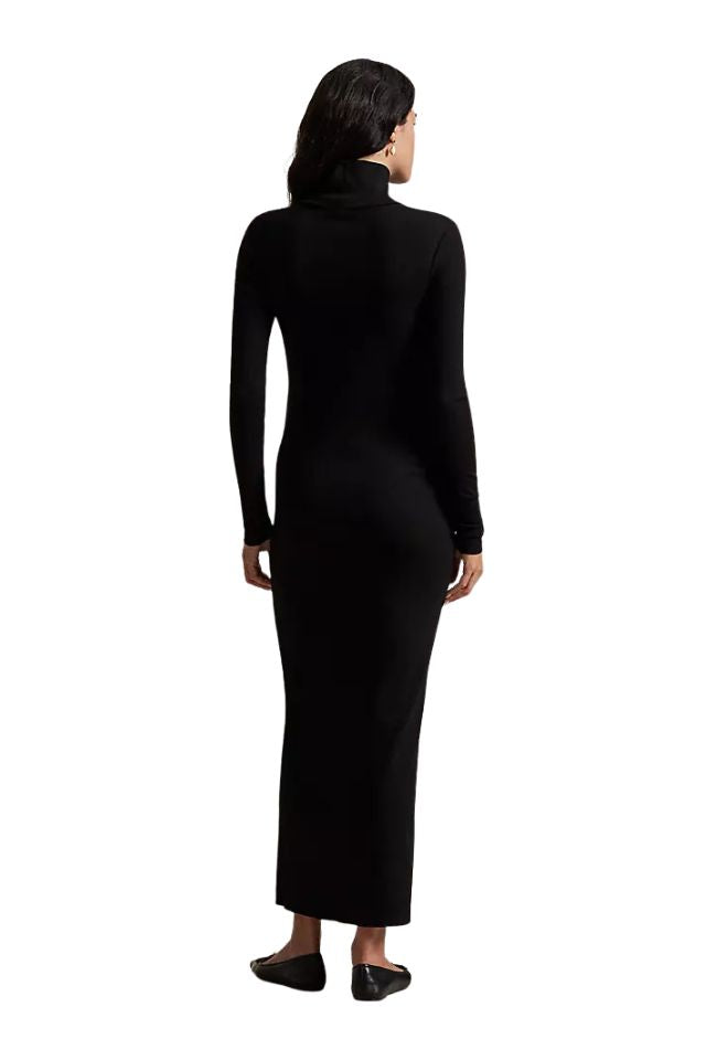 Ribbed Turtleneck Dress - Black