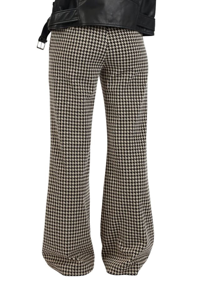 Houndstooth Wide Leg Knit Pant - Taupe