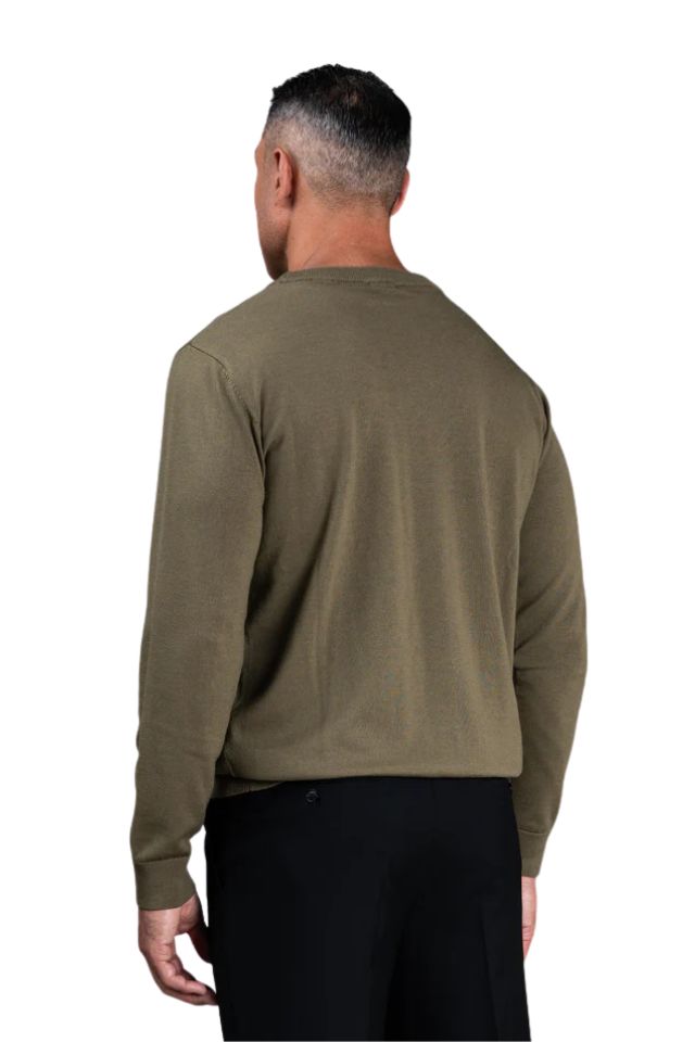 Naseby Olive Green Crew Neck Jersey
