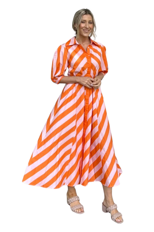 Bianca Dress - Orange & Pink